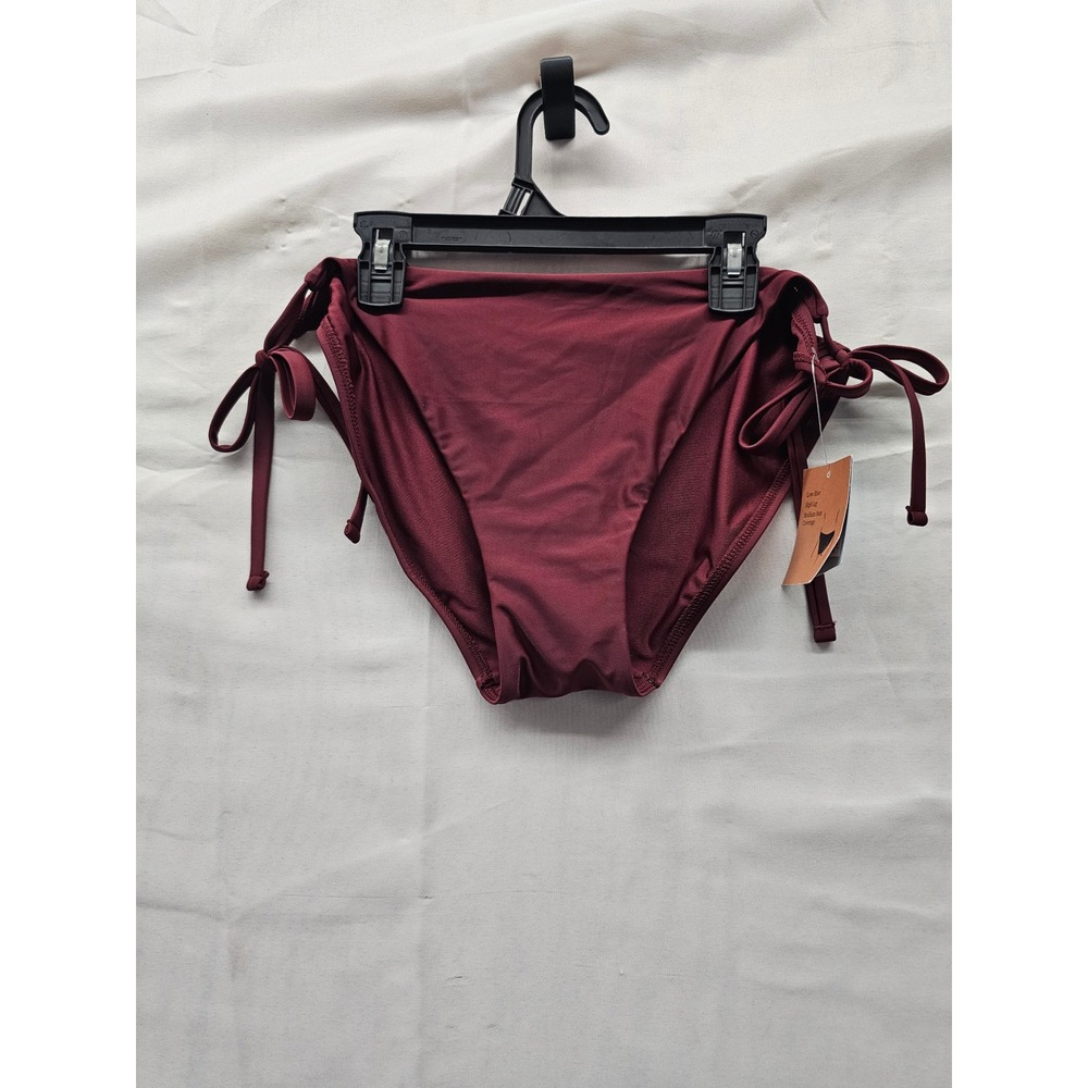 Shade & Shore Womens Side Tie Bikini Bottoms Burgundy Nylon Blend Size XL